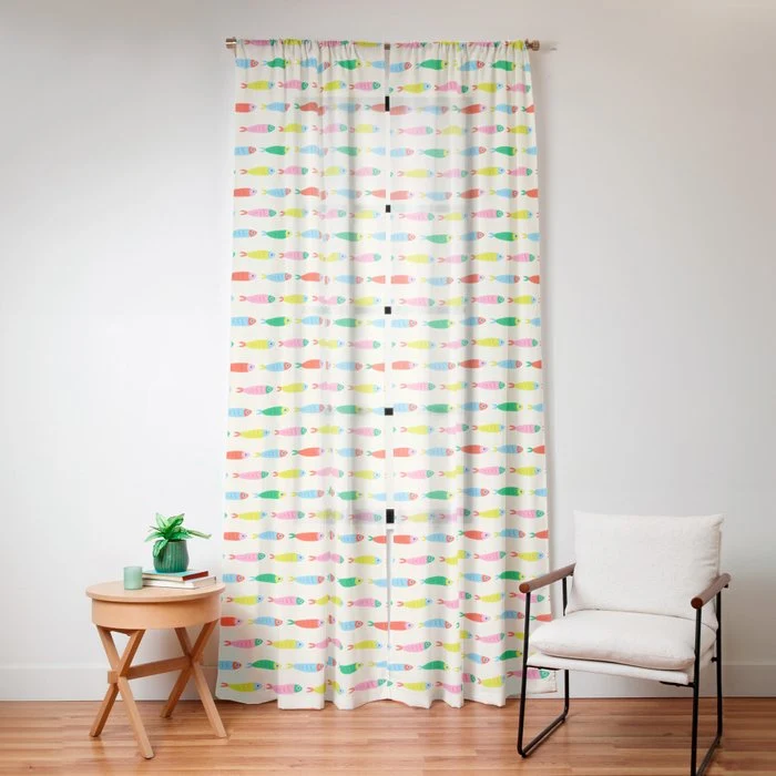 Funny colorful fish cartoon art pattern Window Curtain