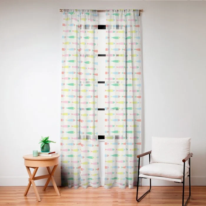 Funny colorful fish cartoon art pattern Window Curtain