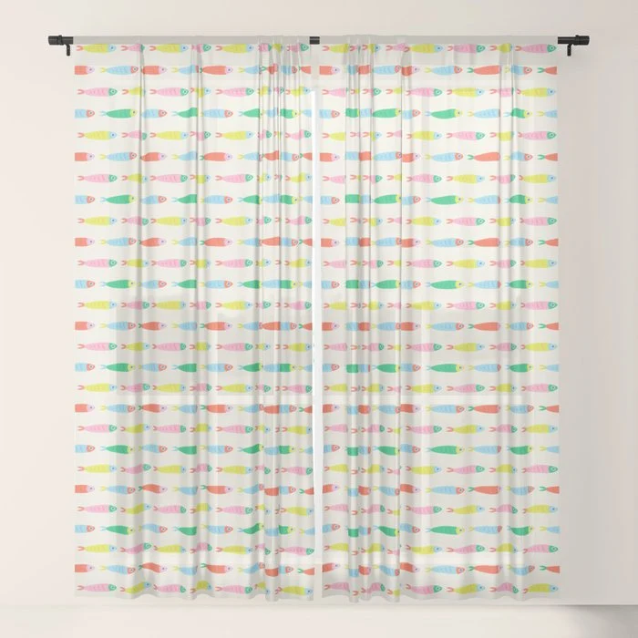 Funny colorful fish cartoon art pattern Window Curtain