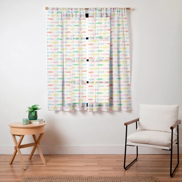 Funny colorful fish cartoon art pattern Window Curtain