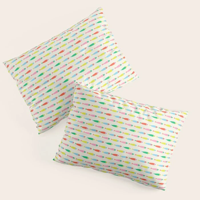 Funny colorful fish cartoon art pattern Pillow Sham