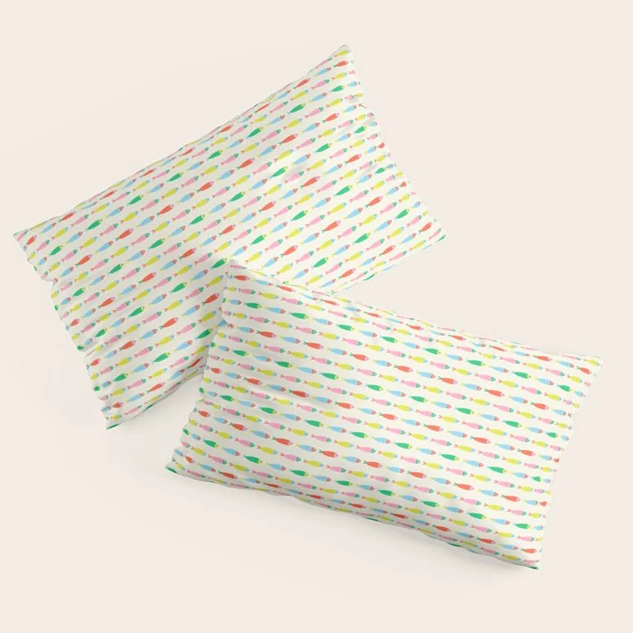 Funny colorful fish cartoon art pattern Pillow Sham