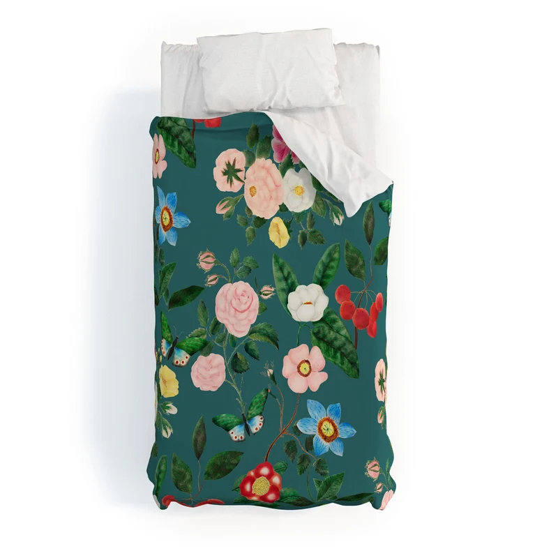Early June Teal Duvet Cover