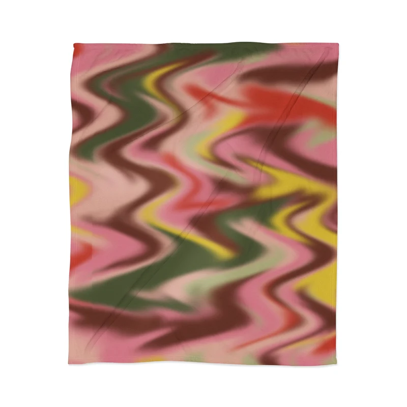 Groovy Abstract Waves in Pink Green Yellow and Red Throw Blanket