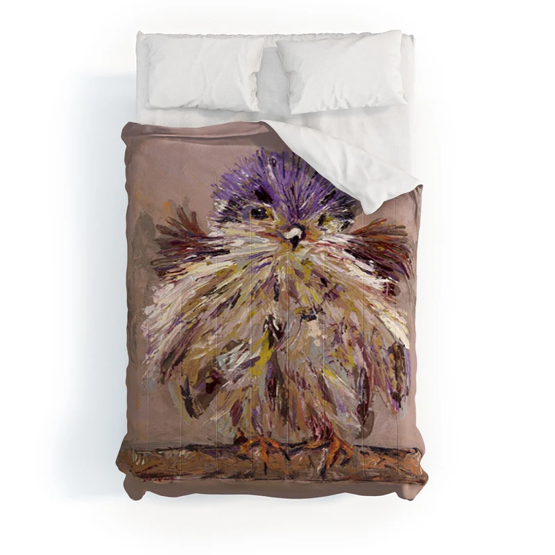 Colorful Feathered Bird Comforter