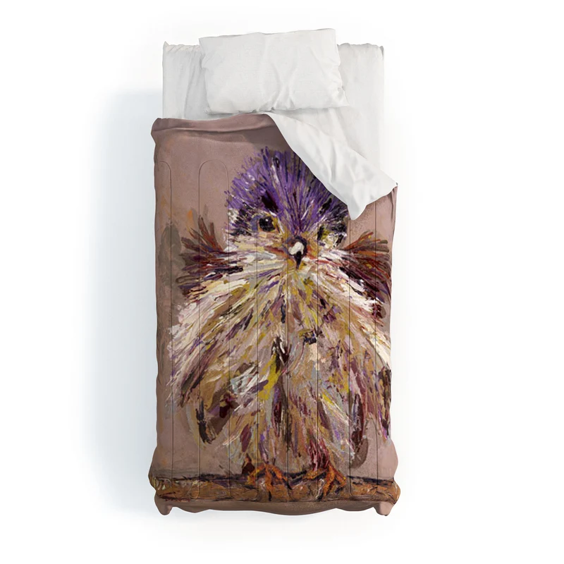 Colorful Feathered Bird Comforter