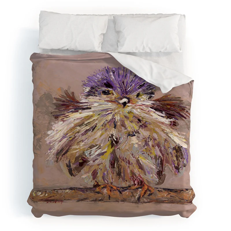 Colorful Feathered Bird Duvet Cover