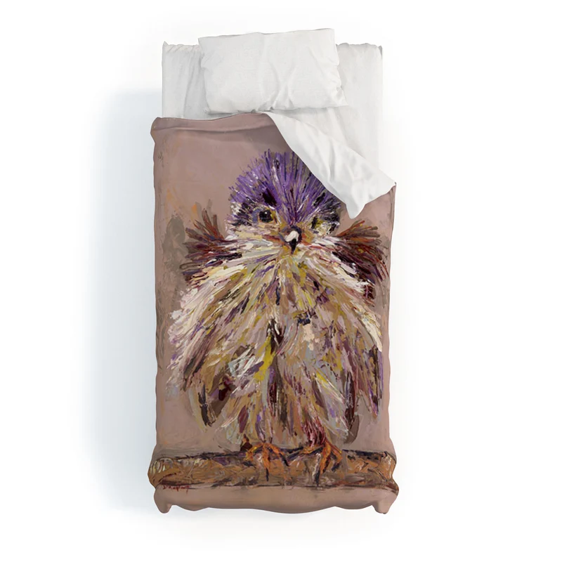 Colorful Feathered Bird Duvet Cover