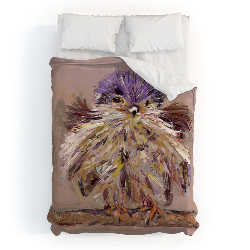 Colorful Feathered Bird Duvet Cover