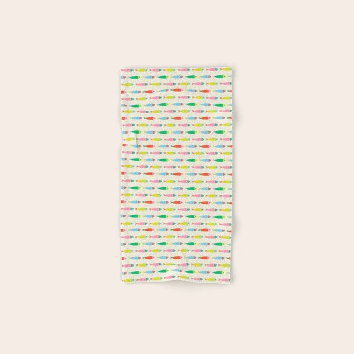 Funny colorful fish cartoon art pattern Bath Towel