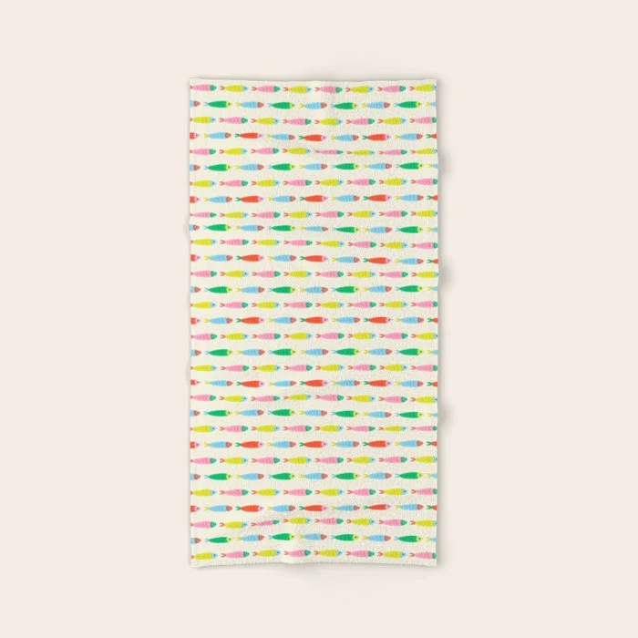 Funny colorful fish cartoon art pattern Bath Towel