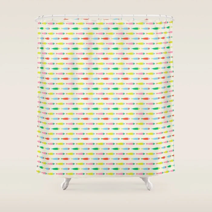 Funny colorful fish cartoon art pattern Shower Curtain