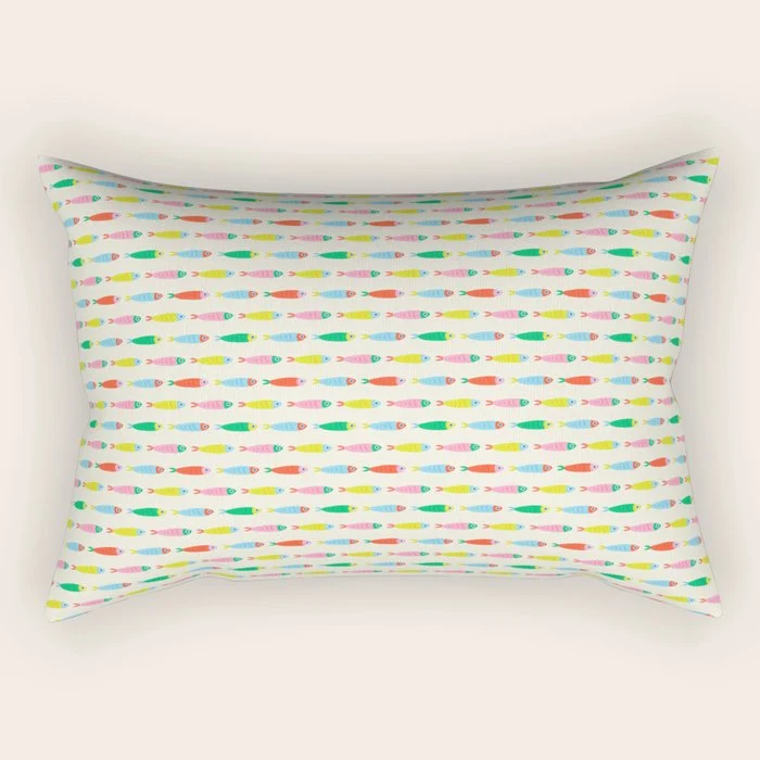 Funny colorful fish cartoon art pattern Rectangular Pillow