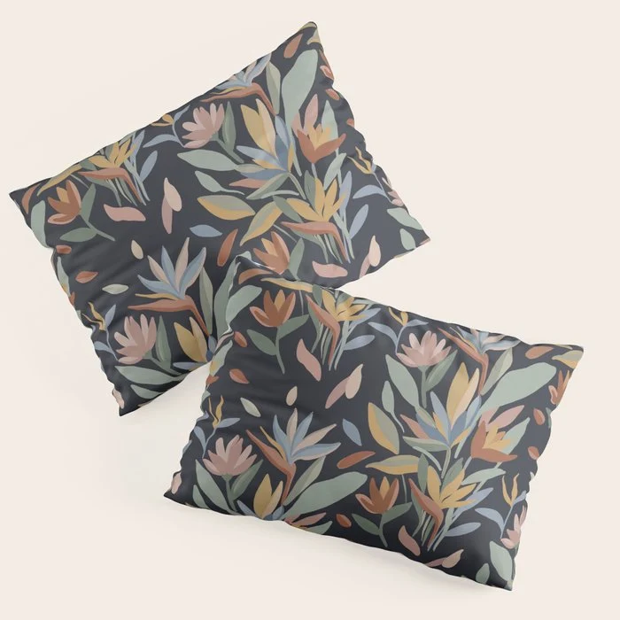 Hand Painted Floral Garden Night Pillow Sham