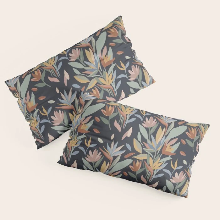 Hand Painted Floral Garden Night Pillow Sham