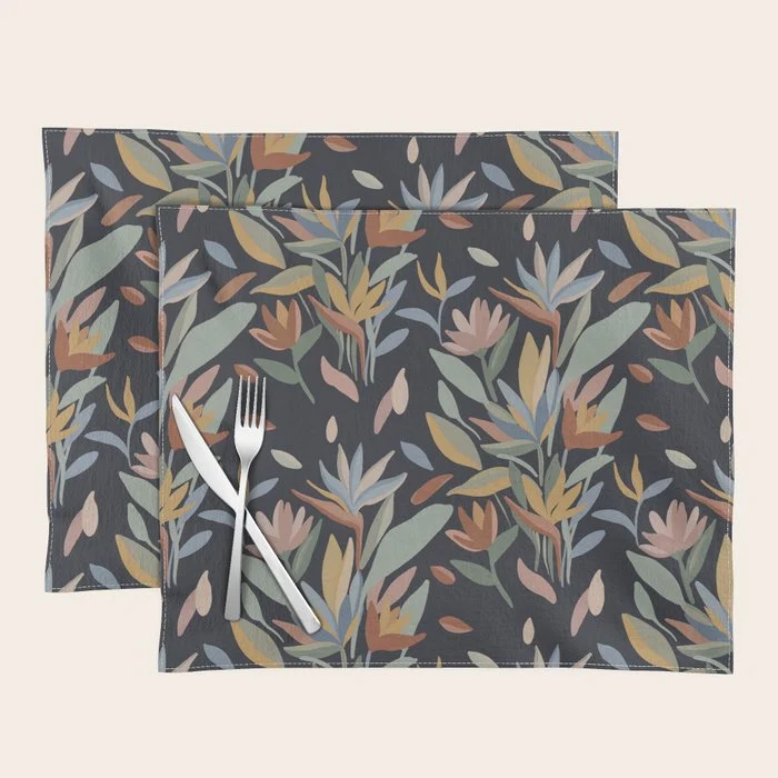 Hand Painted Floral Garden Night Placemat