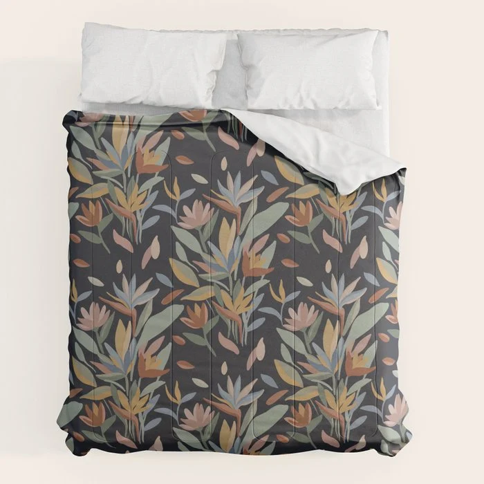 Hand Painted Floral Garden Night Comforter