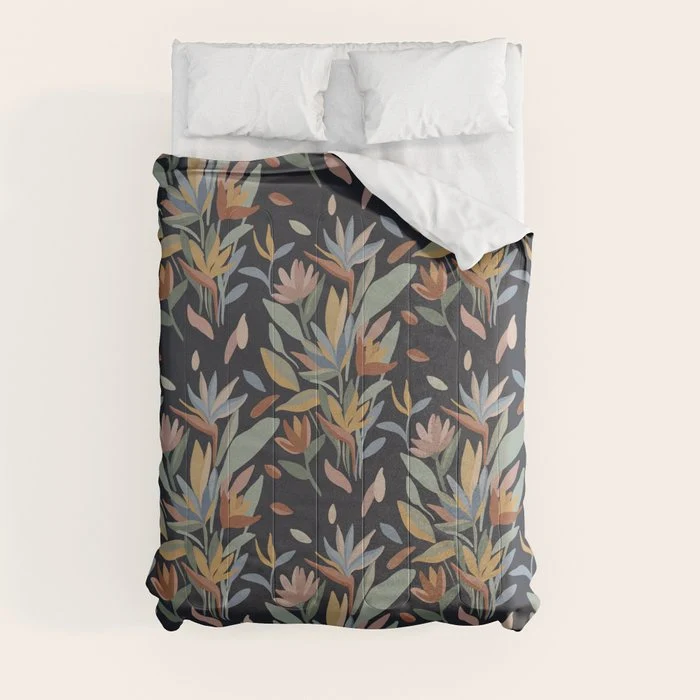 Hand Painted Floral Garden Night Comforter
