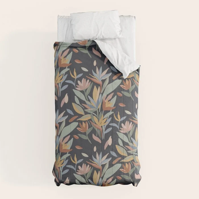 Hand Painted Floral Garden Night Comforter