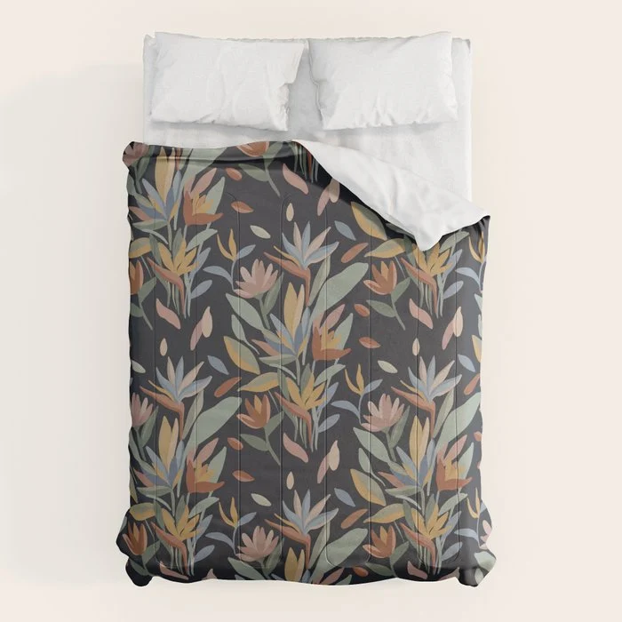 Hand Painted Floral Garden Night Comforter