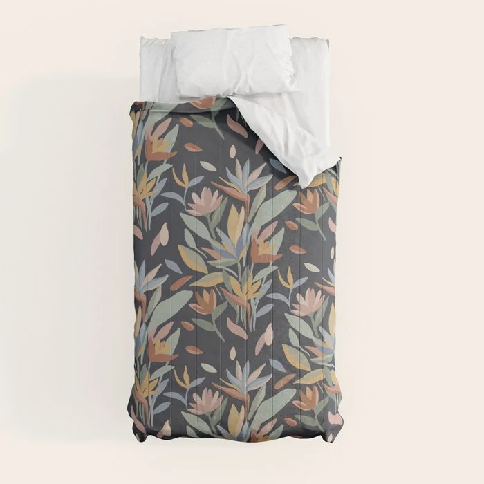 Hand Painted Floral Garden Night Comforter