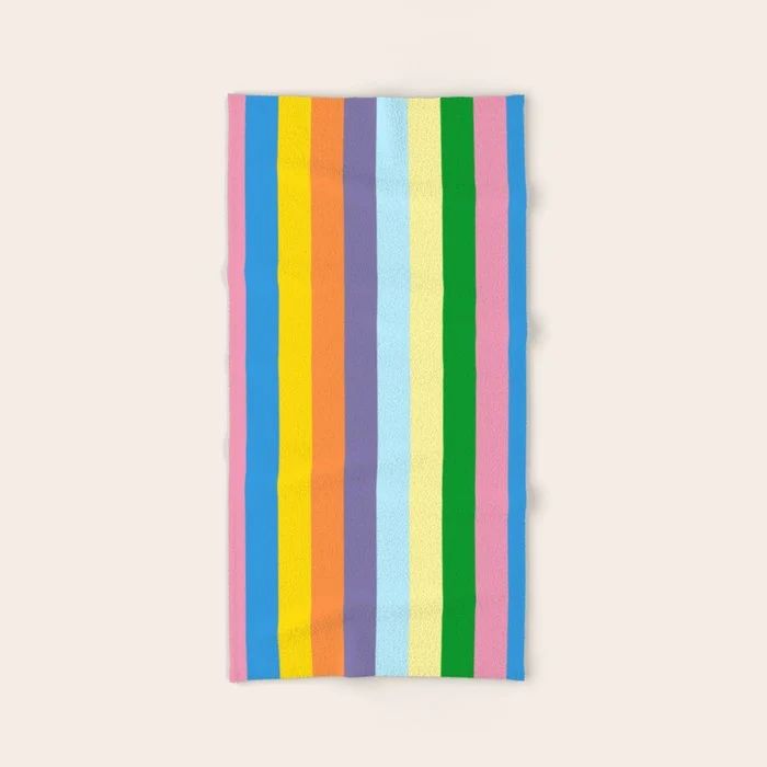 Fun Stripes Colorful Vertical Pattern Bath Towel