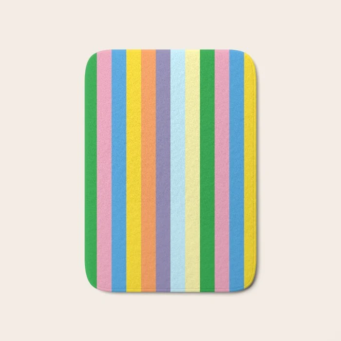 Fun Stripes Colorful Vertical Pattern Bath Mat