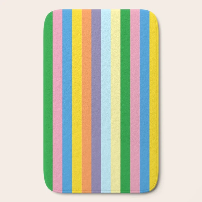 Fun Stripes Colorful Vertical Pattern Bath Mat