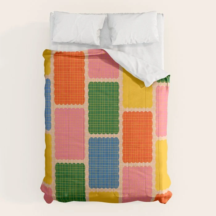 Colorful Retro Contemporary Woven Patchwork Pattern Comforter