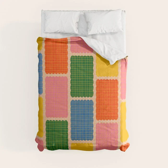 Colorful Retro Contemporary Woven Patchwork Pattern Comforter