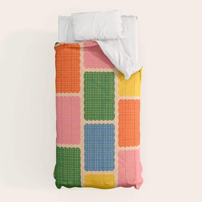 Colorful Retro Contemporary Woven Patchwork Pattern Comforter