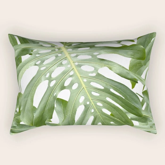 Vibrant tropical foliage on white Rectangular Pillow