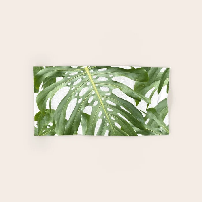 Vibrant tropical foliage on white Bath Towel