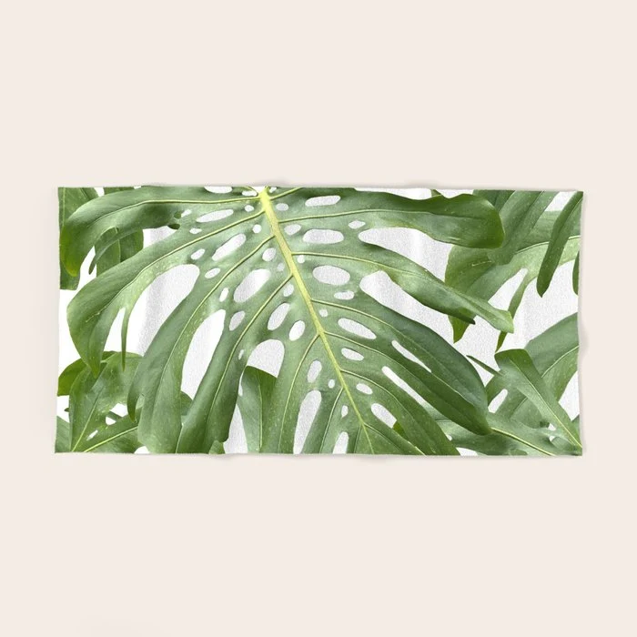 Vibrant tropical foliage on white Bath Towel