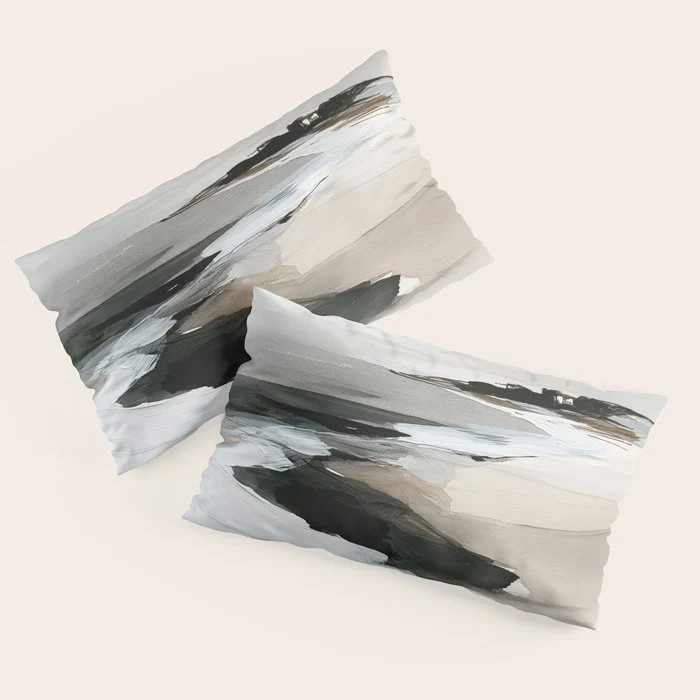 Neutral Coastal Seascape Minimal Landscape Pillow Sham