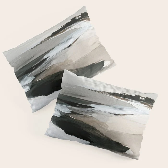 Neutral Coastal Seascape Minimal Landscape Pillow Sham