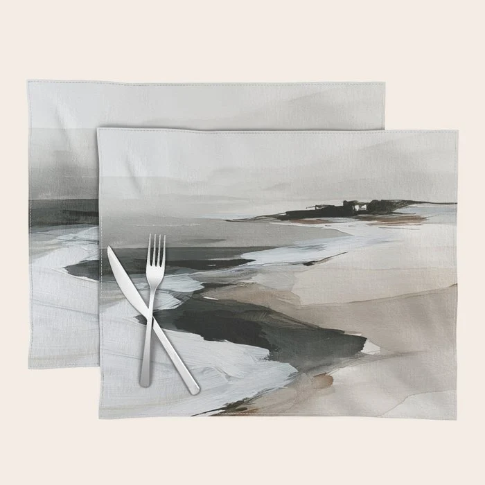 Neutral Coastal Seascape Minimal Landscape Placemat