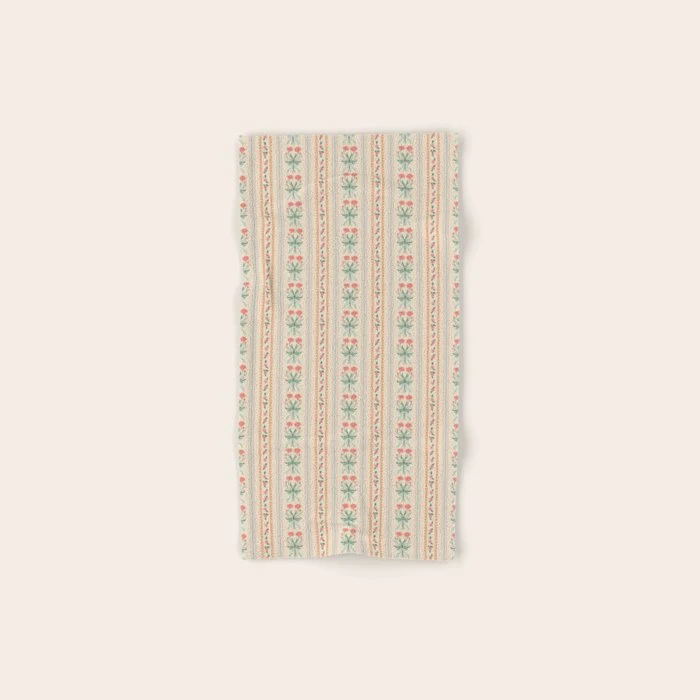 Vintage rose flower bouquet stripe art pattern Bath Towel