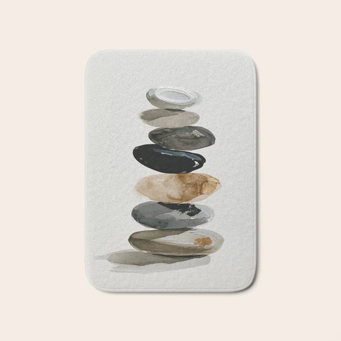 Stacked Stones Zen Minimalist Neutral Design Bath Mat