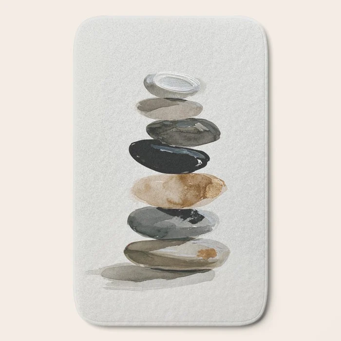 Stacked Stones Zen Minimalist Neutral Design Bath Mat