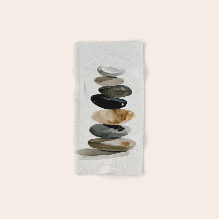 Stacked Stones Zen Minimalist Neutral Design Bath Towel