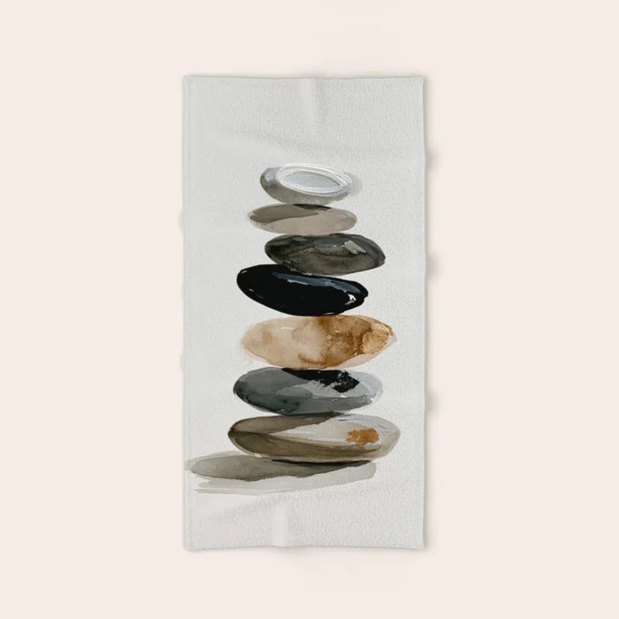 Stacked Stones Zen Minimalist Neutral Design Bath Towel