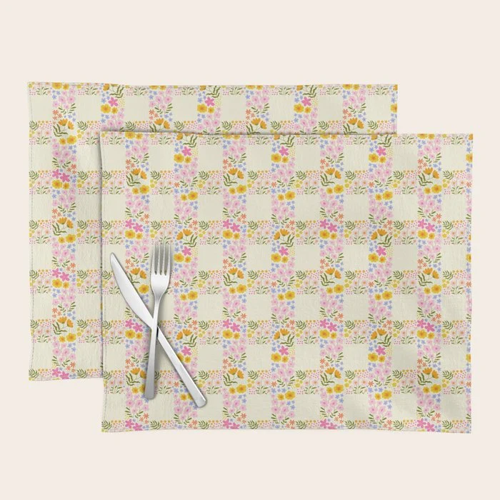 Vintage geometric flower art pattern Placemat
