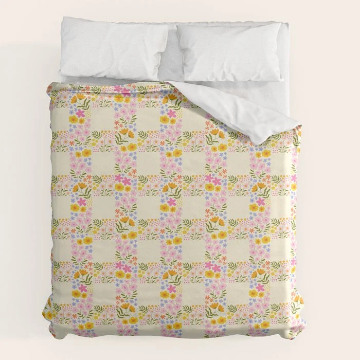 Vintage geometric flower art pattern Duvet Cover