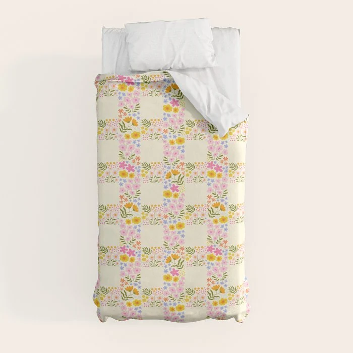 Vintage geometric flower art pattern Duvet Cover