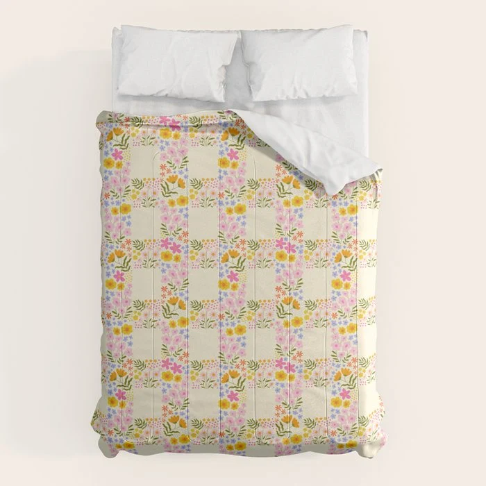 Vintage geometric flower art pattern Comforter