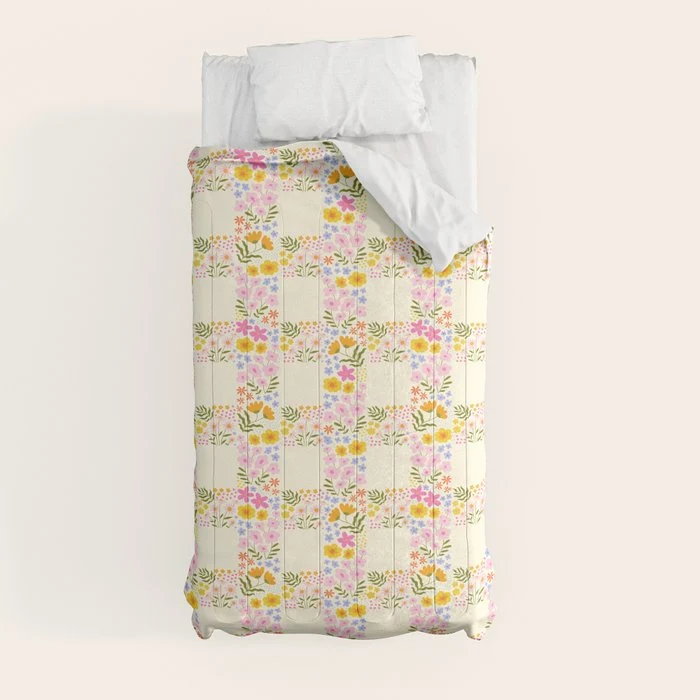 Vintage geometric flower art pattern Comforter