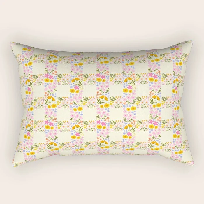 Vintage geometric flower art pattern Rectangular Pillow