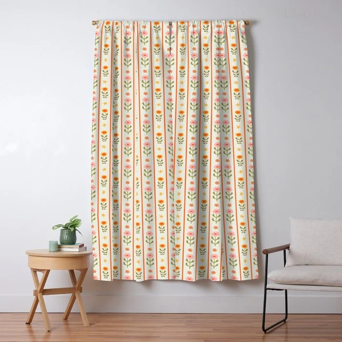 Vintage geometric flower art pattern Window Curtain