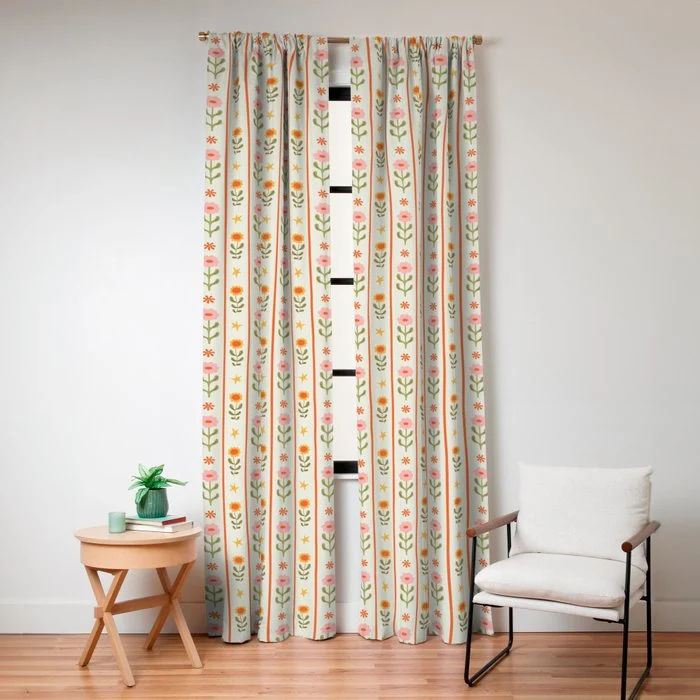Vintage geometric flower art pattern Window Curtain